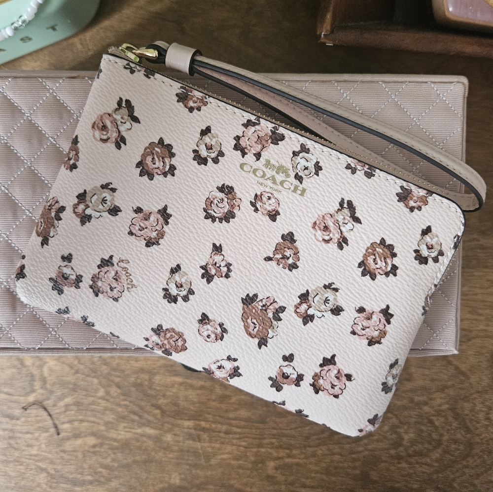 Coach Pink Floral Wristlet